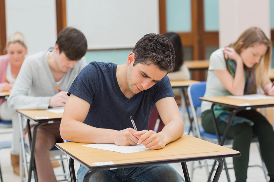 Students taking a test in a classroom in Washington DC